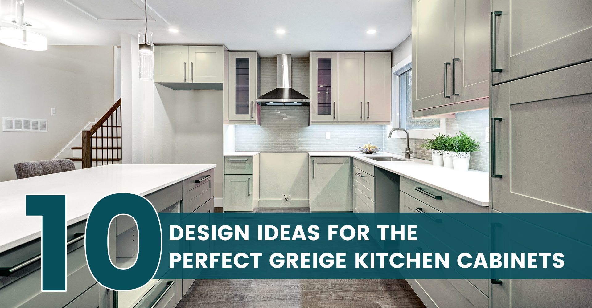 Greige Cabinets + Brass Hardware  Greige kitchen, White kitchen appliances,  Beige kitchen cabinets