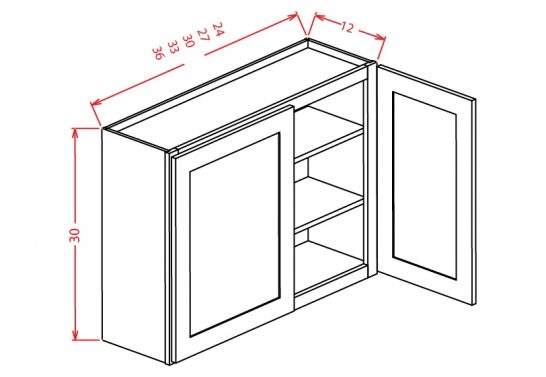 SA-W3330 - 30" High Wall Cabinet-Double Door  - 33 inch