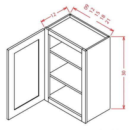 SC-W1530 - 30" High Wall Cabinet-Single Door  - 15 inch