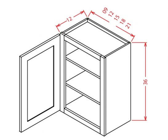 CS-W0936 - 36" High Wall Cabinet-Single Door  - 9 inch