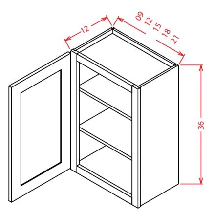 SD-W0936 - 36" High Wall Cabinet-Single Door  - 9 inch