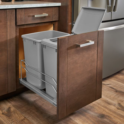 53WC-1835SCDM-217 - Wire Frame Undermount Double 35 qt Waste Container Pullout w/ Soft-Close