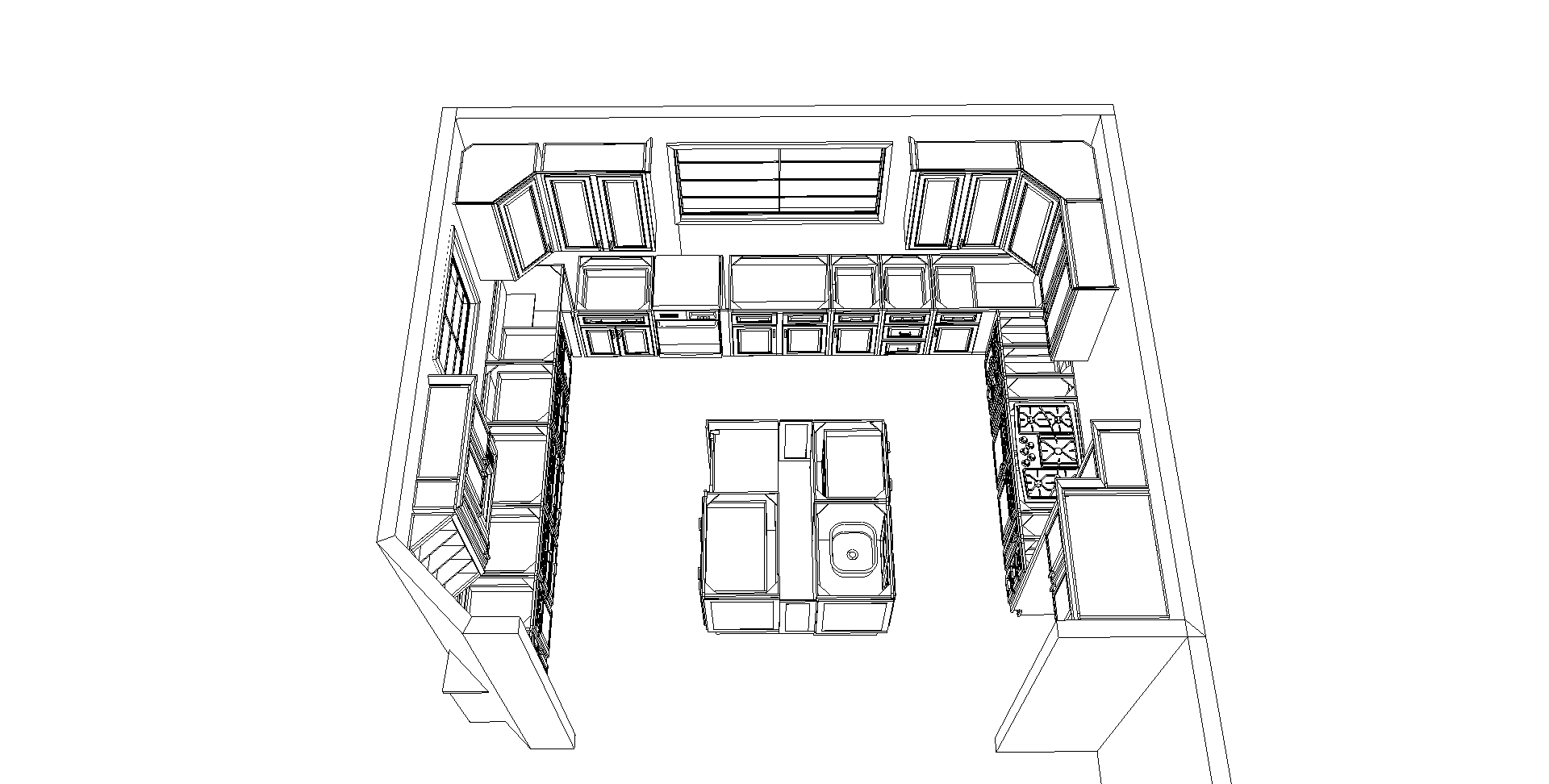 U-shape kitchen layout 