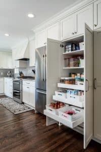 White cabinets with stainless steel appliances