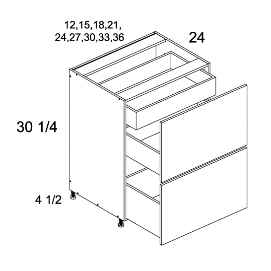 TGW-2DBID33 - Two Drawer Bases with Inner Drawer - 33 inch