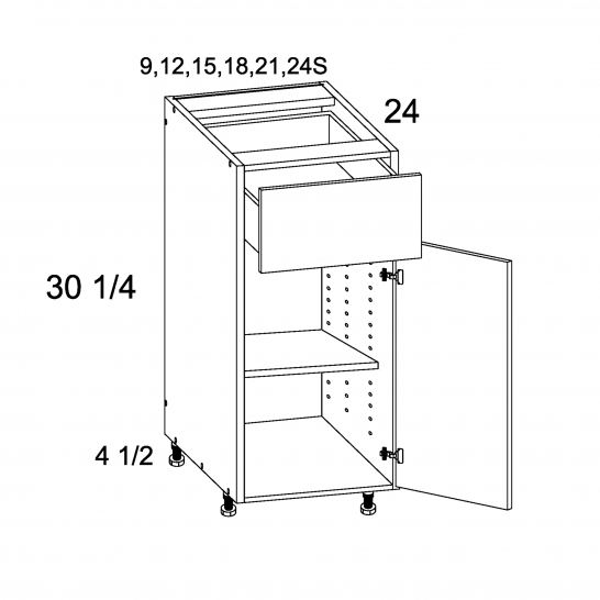 TDW-B12 - One Drawer One Door Bases - 12 inch