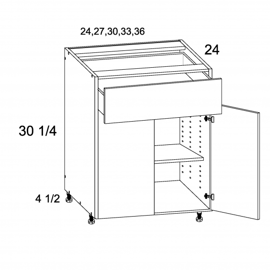 TDW-B24 - One Drawer Two Door Bases - 24 inch