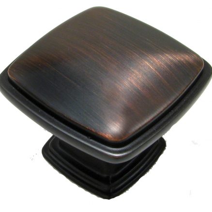 Knob - Transitional Square - 1" - Brushed Oil Rubbed Bronze