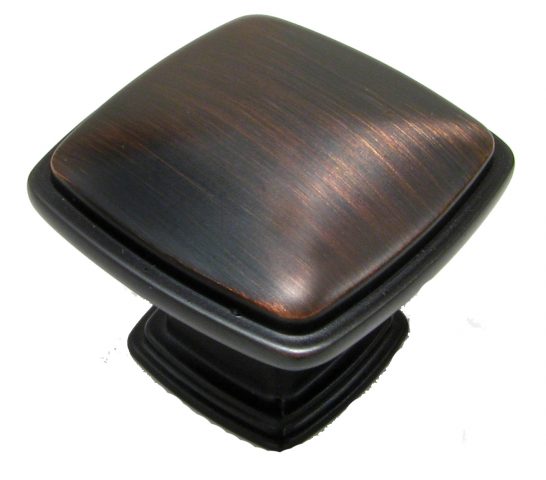 Knob - Transitional Square - 1" - Brushed Oil Rubbed Bronze