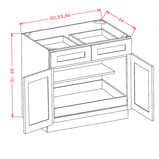 TW-B301RS - Double Door Single Rollout Shelf Bases