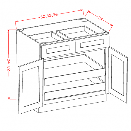 SD-B302RS - Double Door Double Rollout Shelf Bases