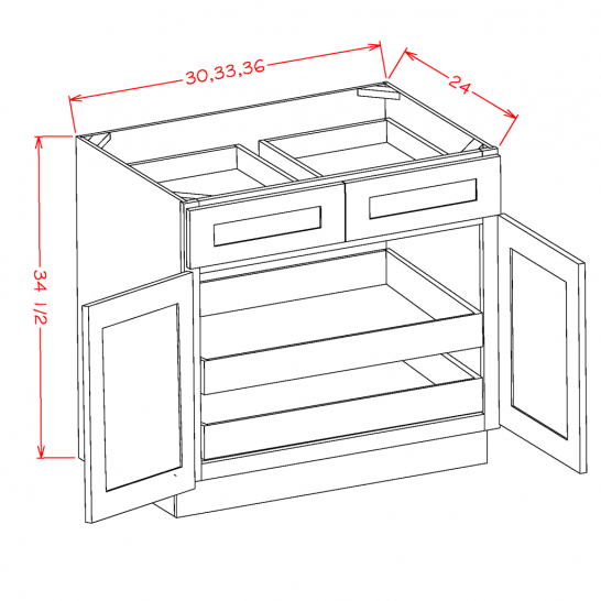 SW-B302RS - Double Door Double Rollout Shelf Bases