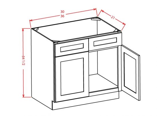 SC-VS36 - Vanity Sink Bases-Double Door Double Drawer Front - 36 inch