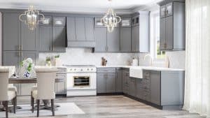 Luxurious light grey kitchen 