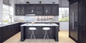 Dark grey kitchen cabinets 