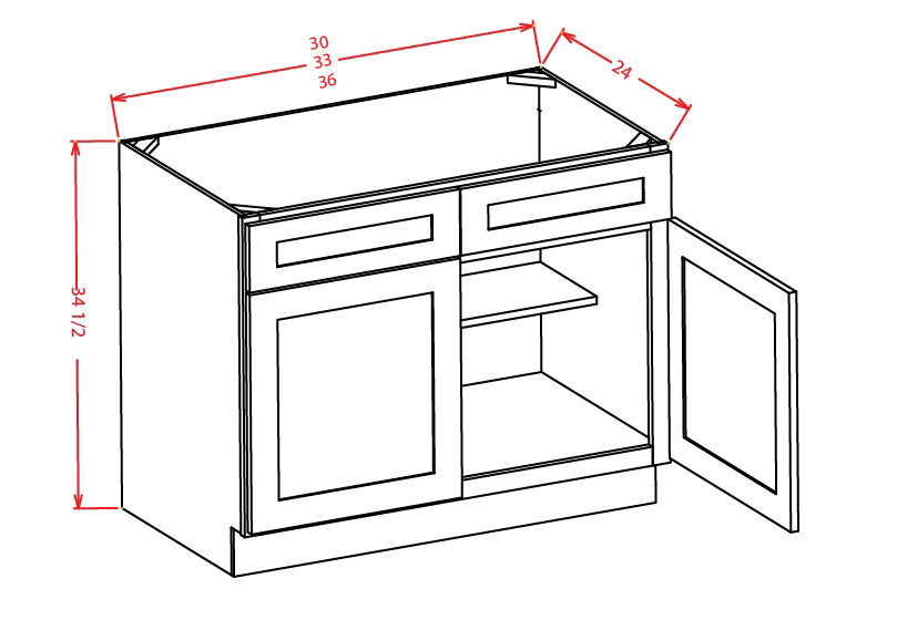 Cw Sb33 Sink Base 33 Inch, Kitchen Sink Base Cabinet Dimensions